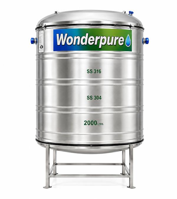2000 Litre Insulated Stainless Steel Water Tank by Wonderpure - Available in 5-Layer and 7-Layer Configurations